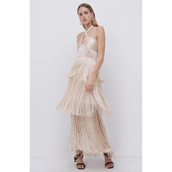 Jonathan Simkhai Baldwin Draped Fringe Maxi Dress - Picture 4 of 16